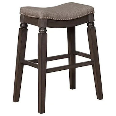 Transitional Bar Height Stool with Turned Legs